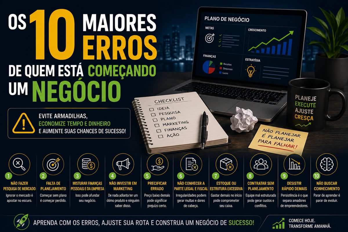 Os 10 maiores erros de quem está começando um negócio